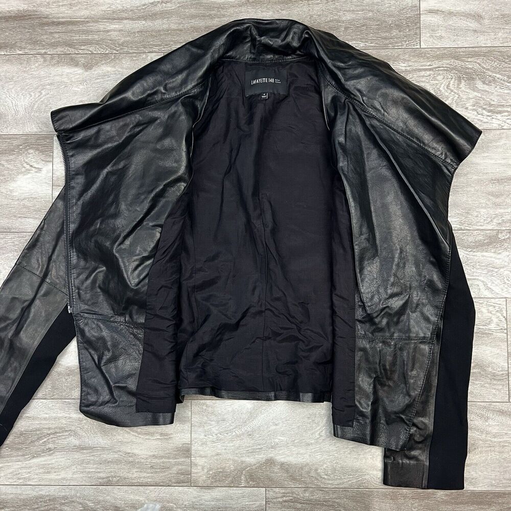 Lafayette 148 New York Moto Leather Zip Up Jacket - Picture 4 of 9